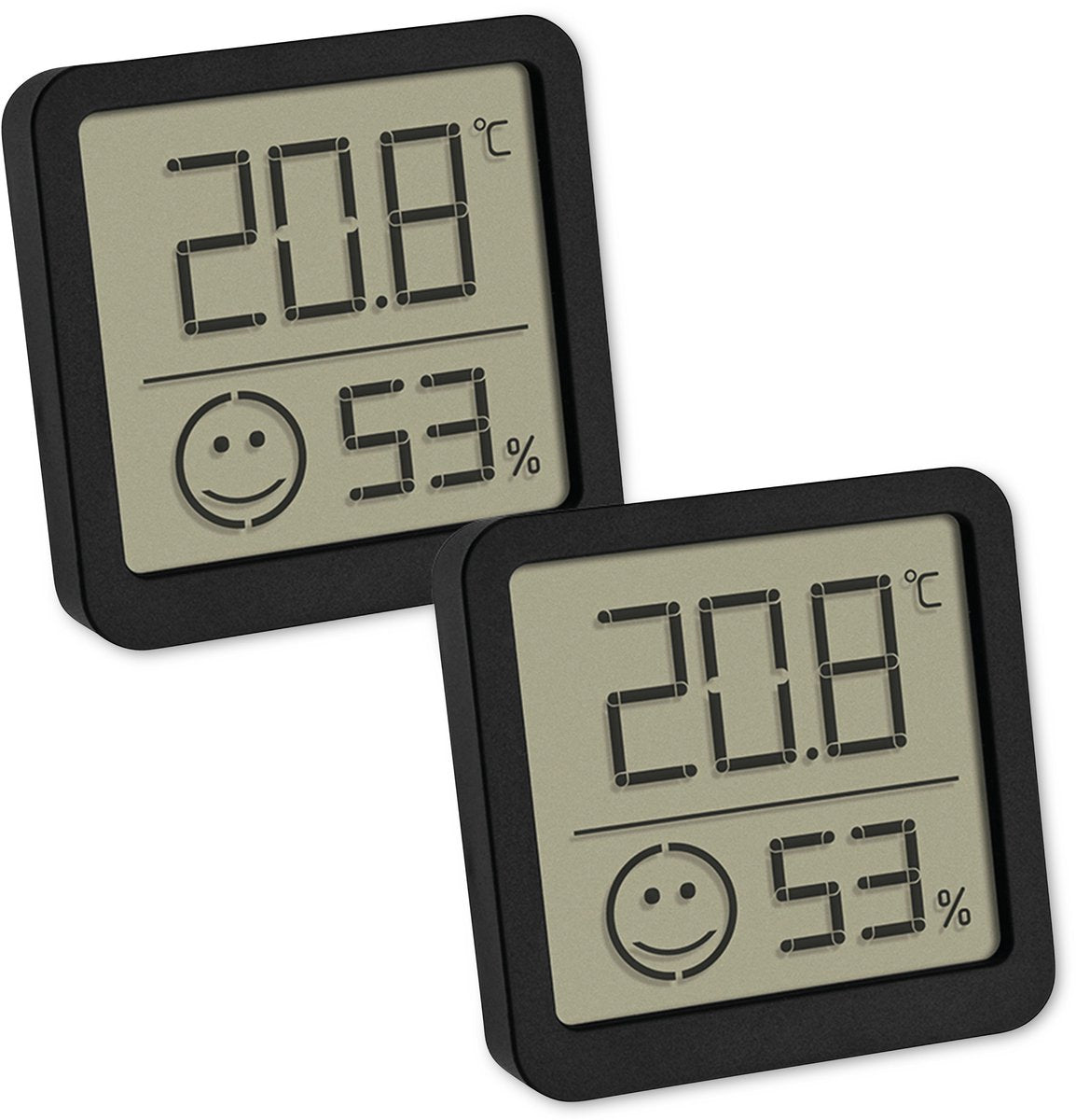 Set termoigrometro digitale Tfa dostmann 2er con termoigrometro comfort zone nero
