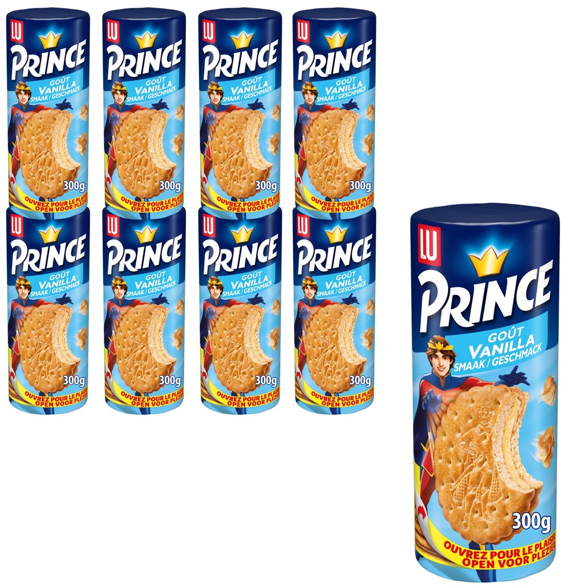 Biscotti ripieni Lu Prince alla vaniglia 8 x 300 g - biscotto da viaggio - caffè - tè - lavoro - brodo