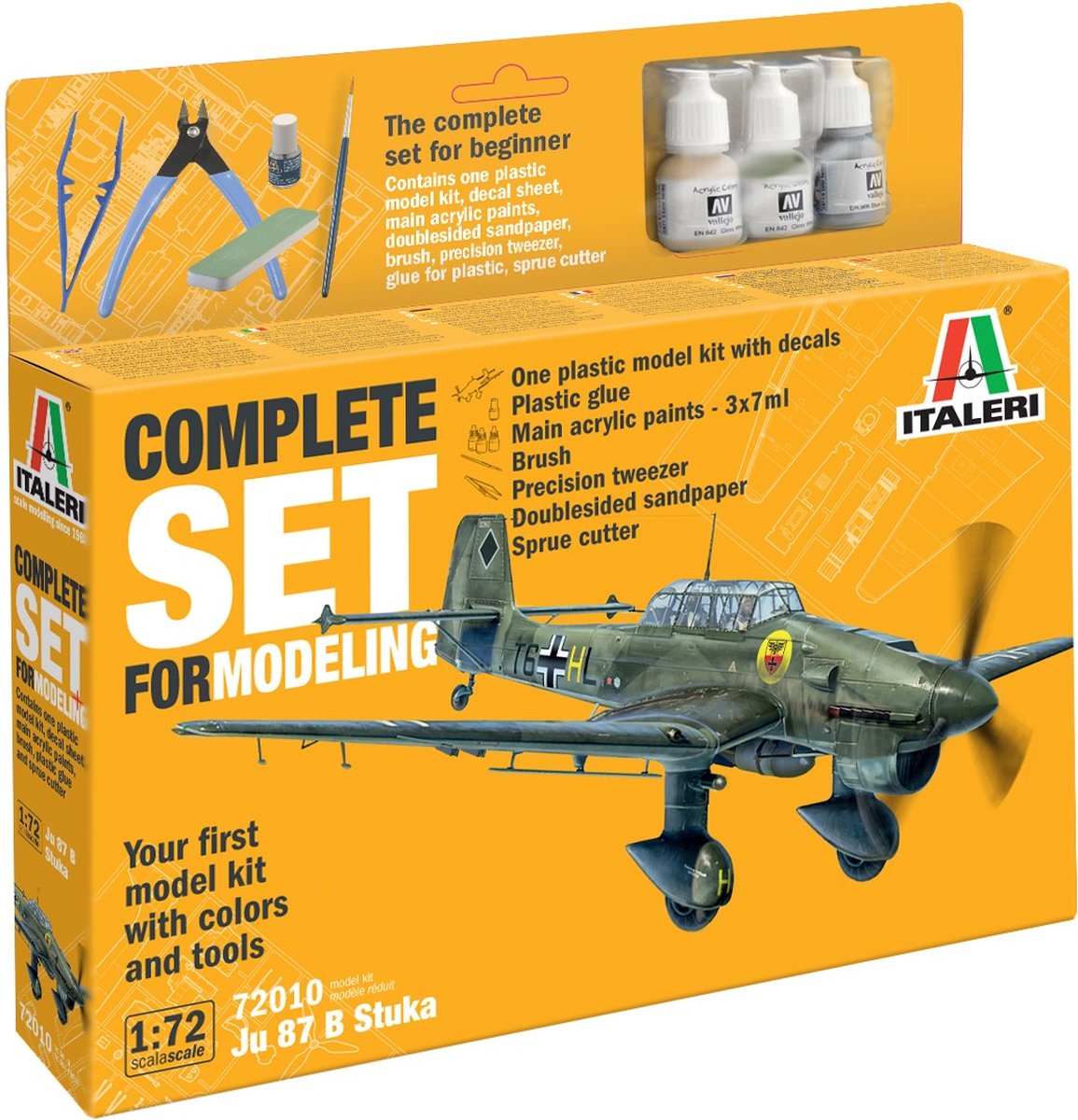 Italeri modelbouwpakket militaire voertuigen - 72010 junker ju-87b stuka plane - complete set - starter kit plastic - 1:72 - modelbouw