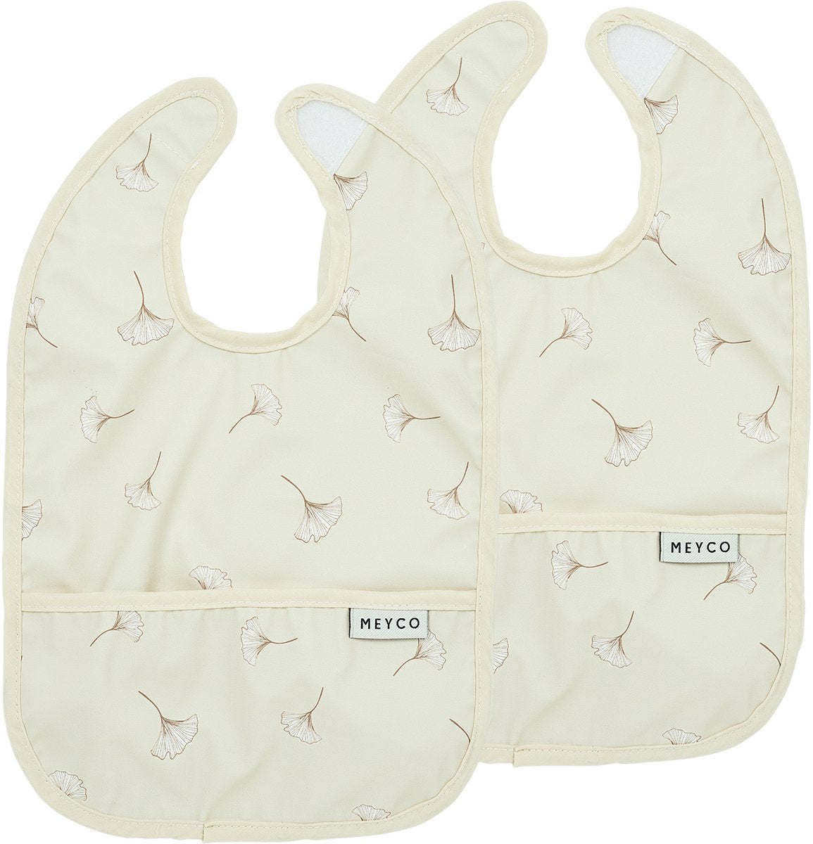 Meyco baby ginkgo slab met opvangbakje - 2-pack - soft sand