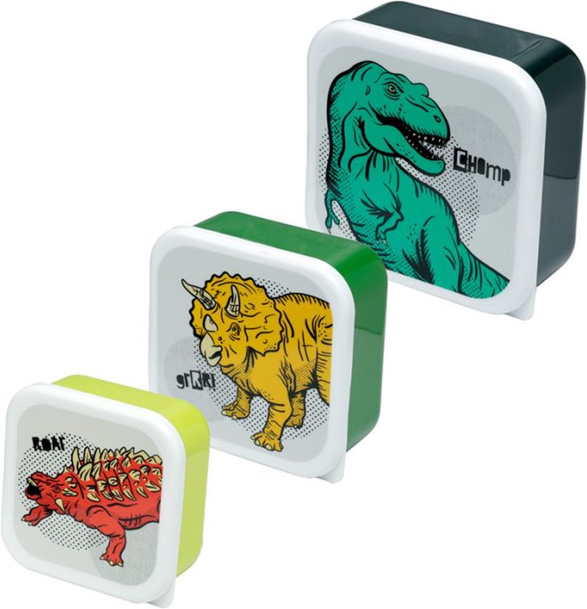 Set 3 pranzo box m l xl - dinosauri