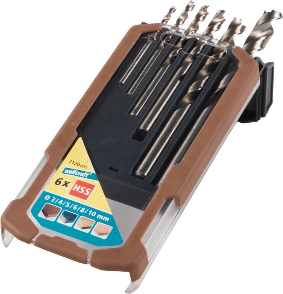 Wolfcraft - set punte per legno - 6 pezzi - da 3 a 10 mm - set punte elicoidali per legno hss - punta per legno - 7120000