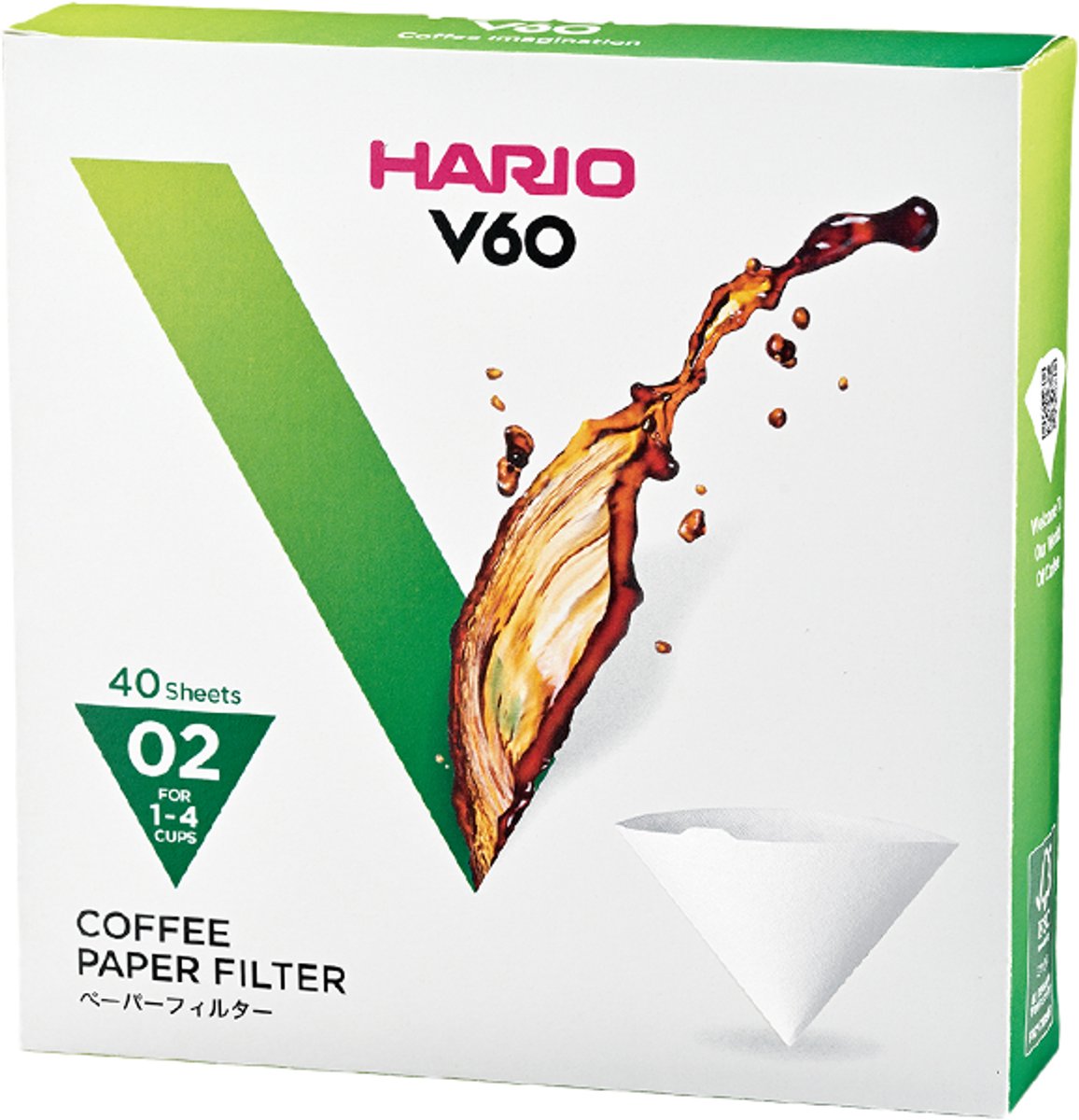 Carta da filtro Hario v60 - misura 02 - 40 pezzi - bianca