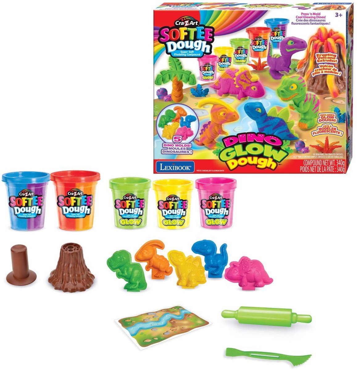 Set di argilla neon Lexibook Softee Dino