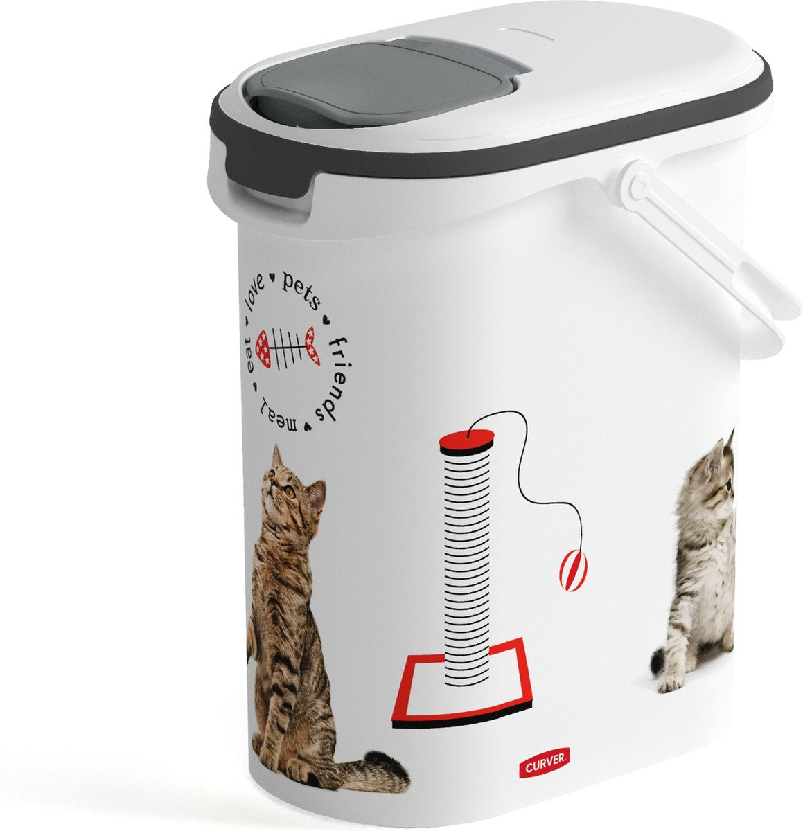 Curver voedselcontainer kat - 10l - 4kg - 30x19x35cm - wit grijs