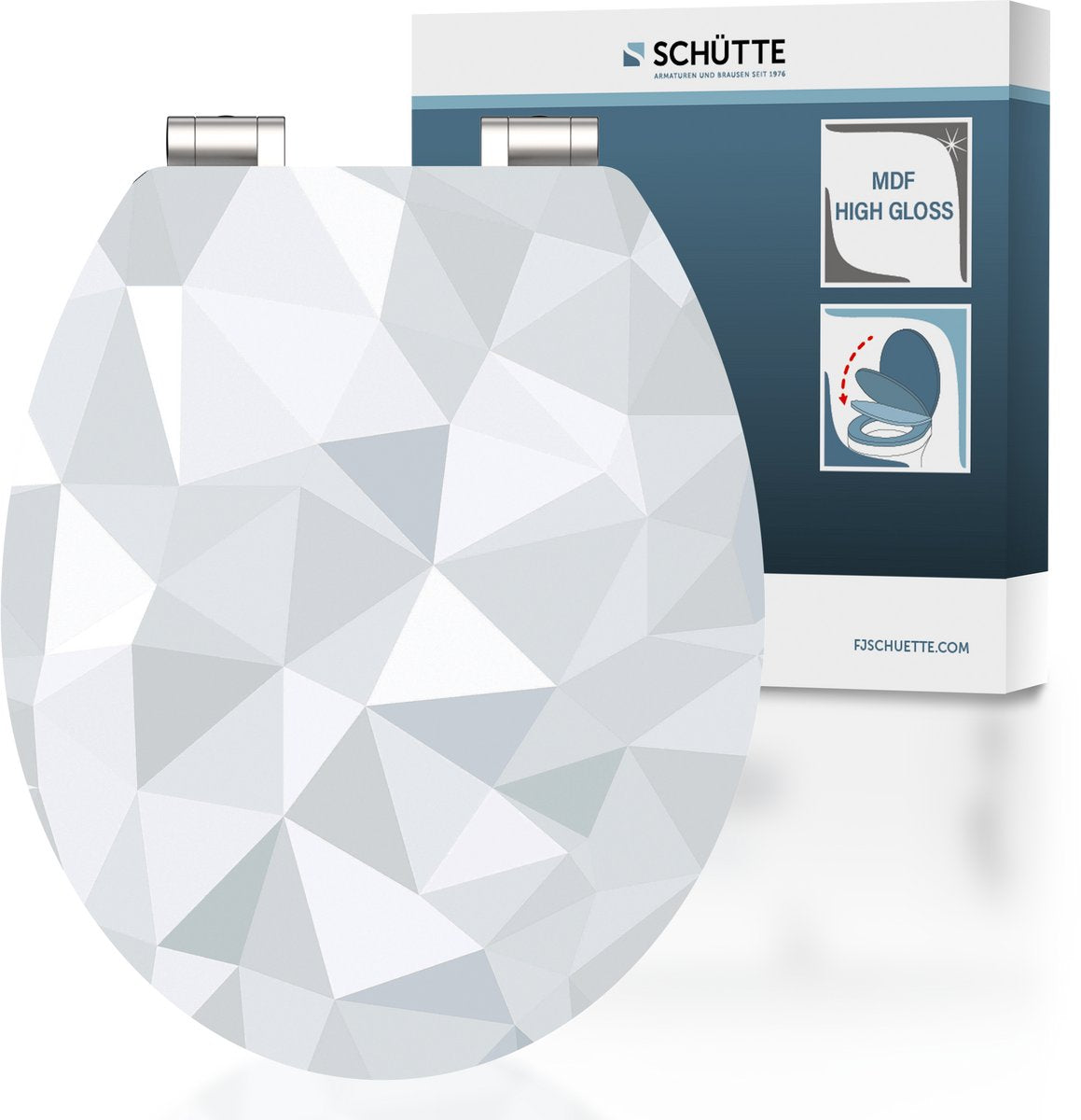 Schütte wc-bril 80545 diamond - high gloss - mdf-hout - soft close - verchroomde scharnieren - belastbaar tot 175 kg - decor - 1-zijdige print
