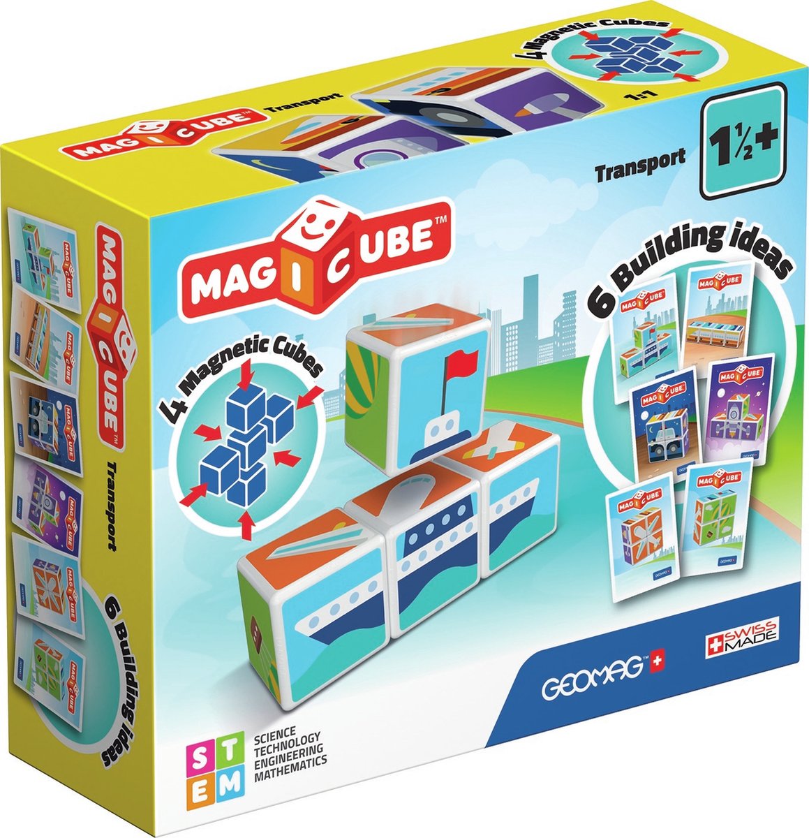 Trasporto Geomag magicube - mattoncini magnetici con veicoli - 7 pezzi - da 1 anno