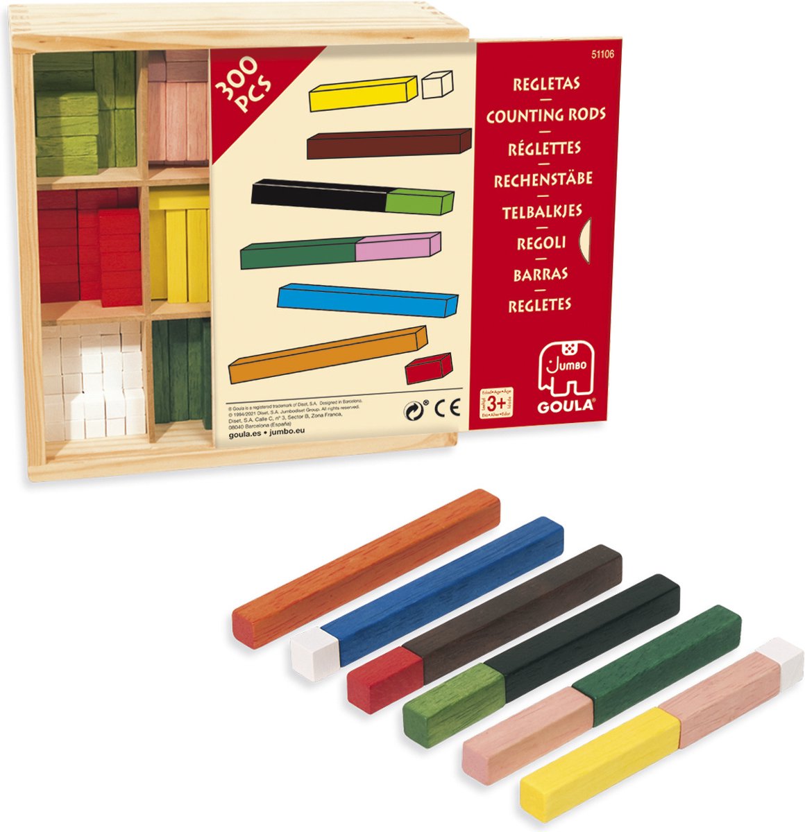 Goula jumbo - palitos de cálculo 10x10 en caja de madera