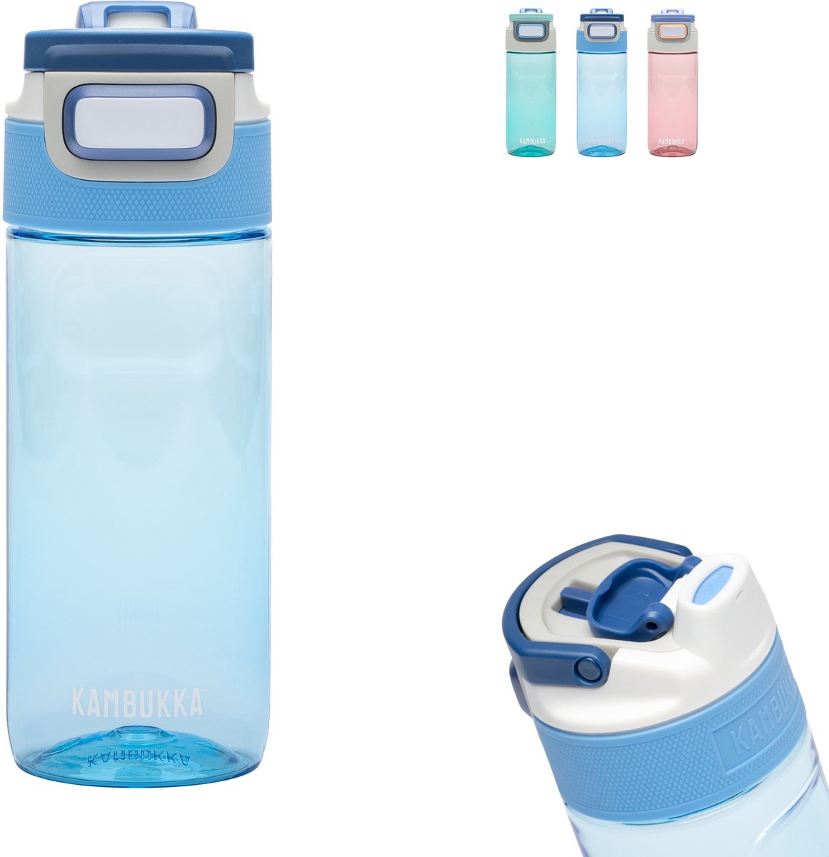 Borraccia Kambukka Elton da 500 ml - blu tropicale con coperchio 3 in 1 e facile pulizia