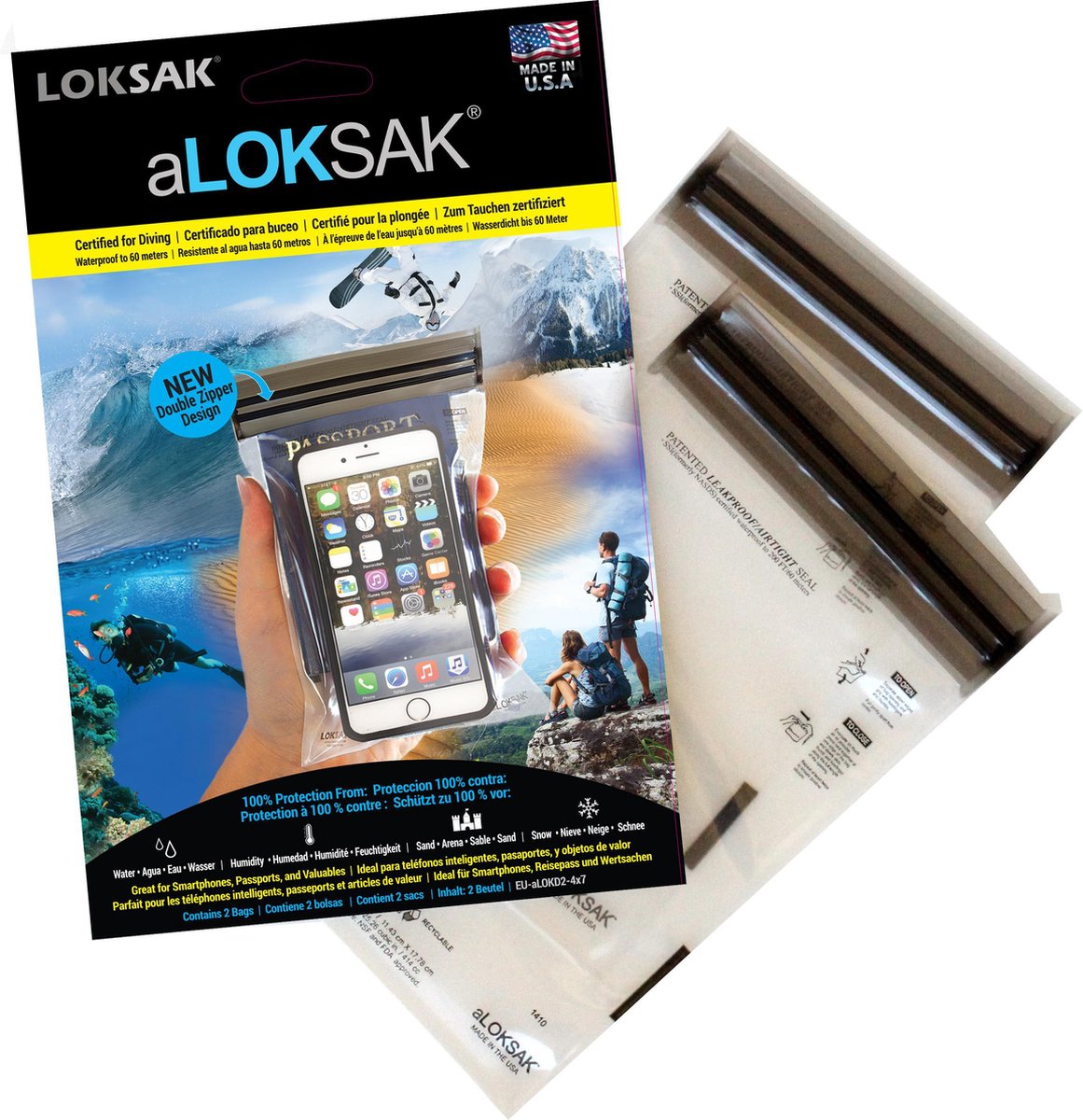 Loksak a - coperture impermeabili - 10,2 x 16,5 cm - 2 pz. - trasparente