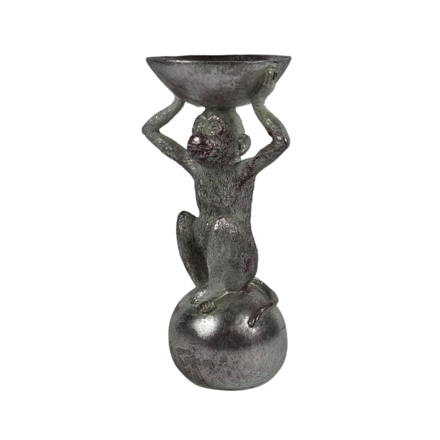 Statua scimmia color argento 26 cm