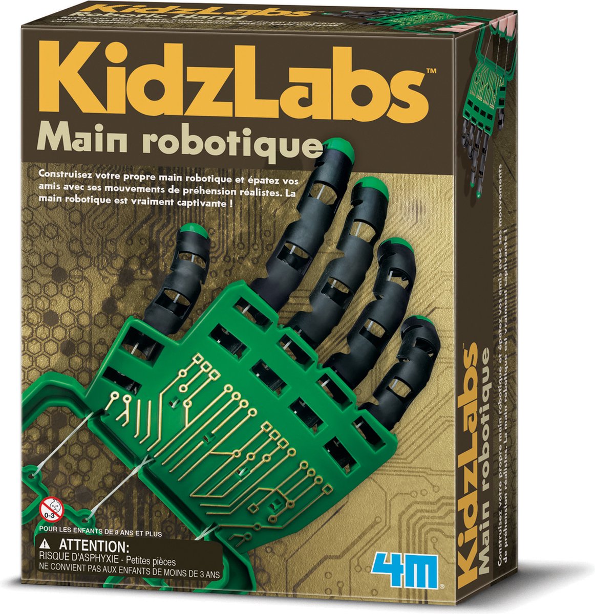 4m ciencia y juegos - haz tu propia mano robótica - kit de construcción - kidzlabs - 8+