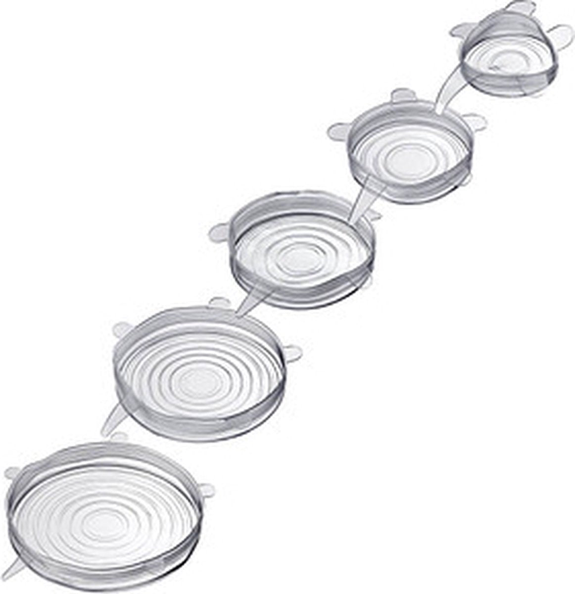 Westmark set van 5 silicone vershouddeksels transparant ø 6.5; 9.5; 14.5; 16.5 20.5cm