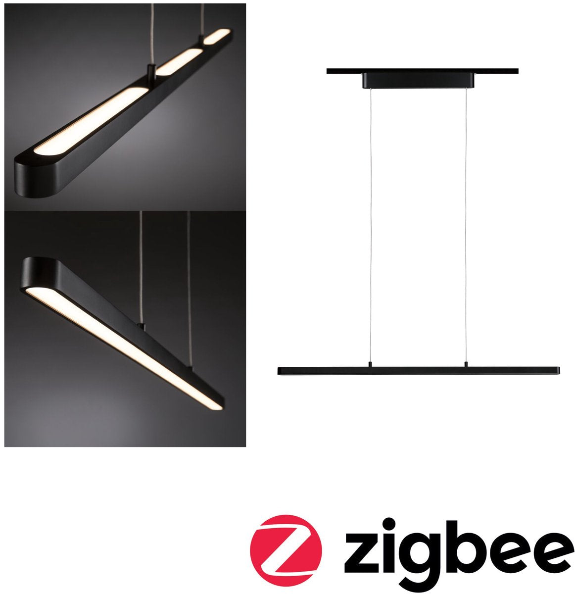 Paulmann urail pendels smart home zigbee 3.0 lento 3x600lm 3x13,5w tunable white dimbaar 230v zwart mat