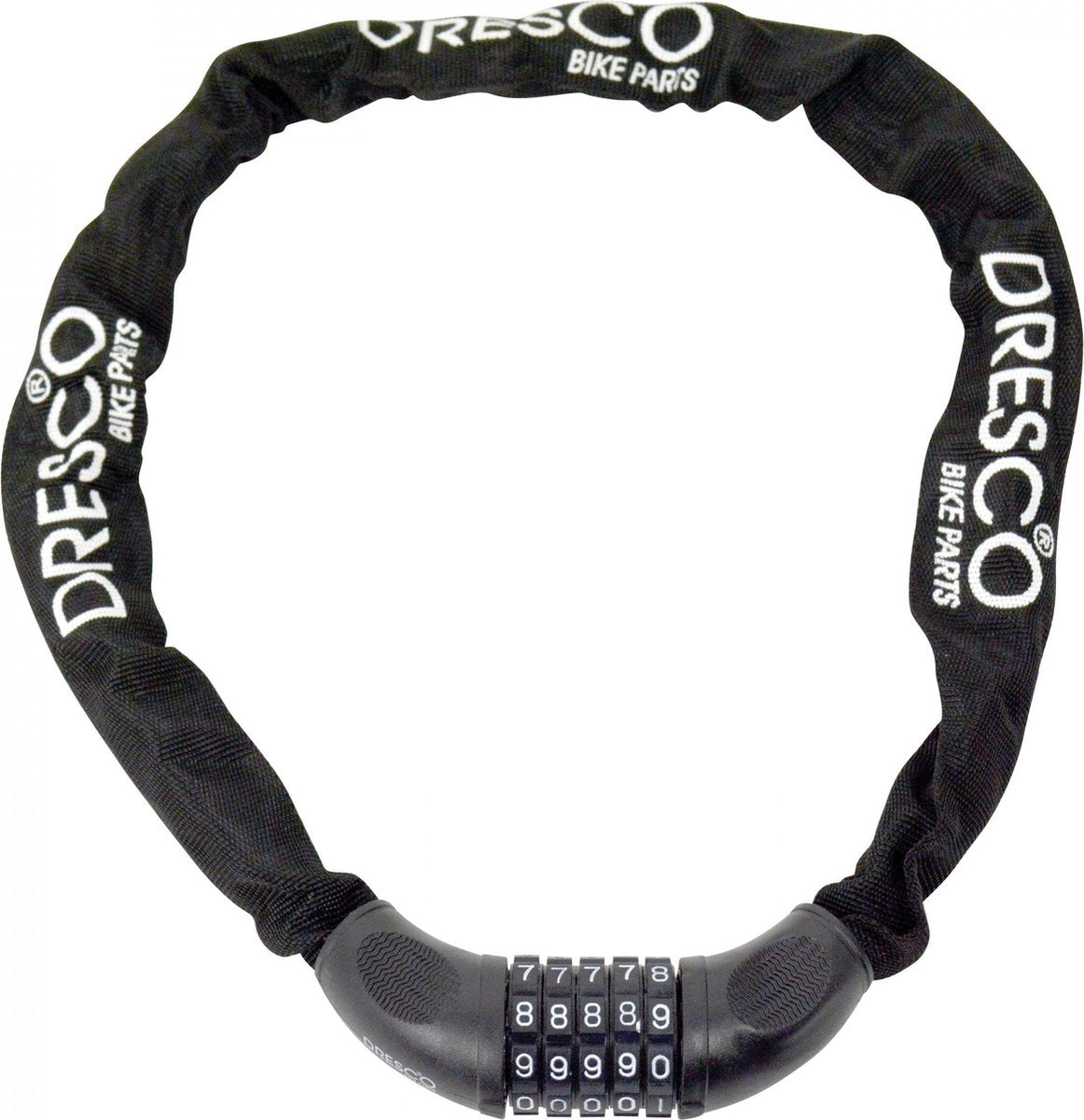 Dresco kettingcijferslot 90cm - rond 6mm - zwart