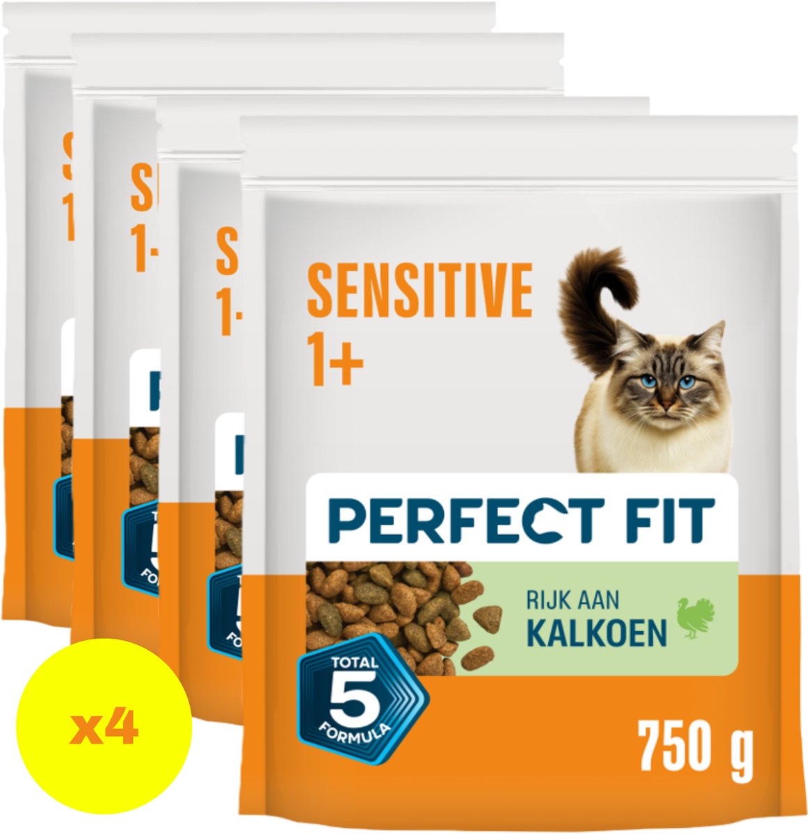 Comida para gatos Perfect Fit - adulto sensible - pavo - 4x750g