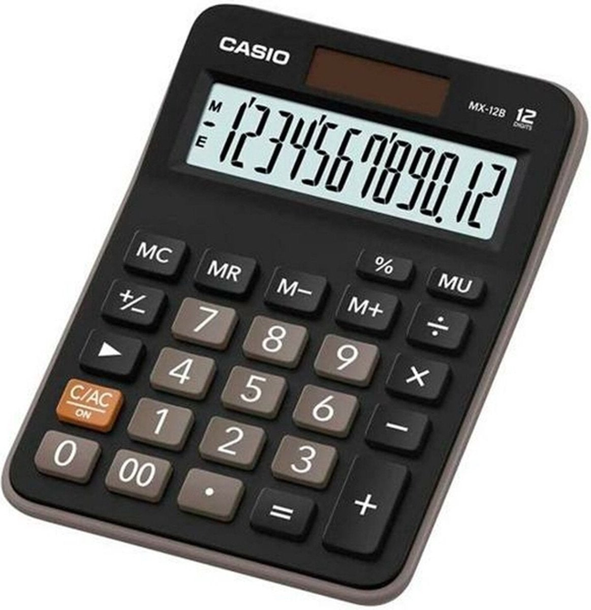 Calcolatrice Casio - nera - batteria ad energia solare - 12 cifre