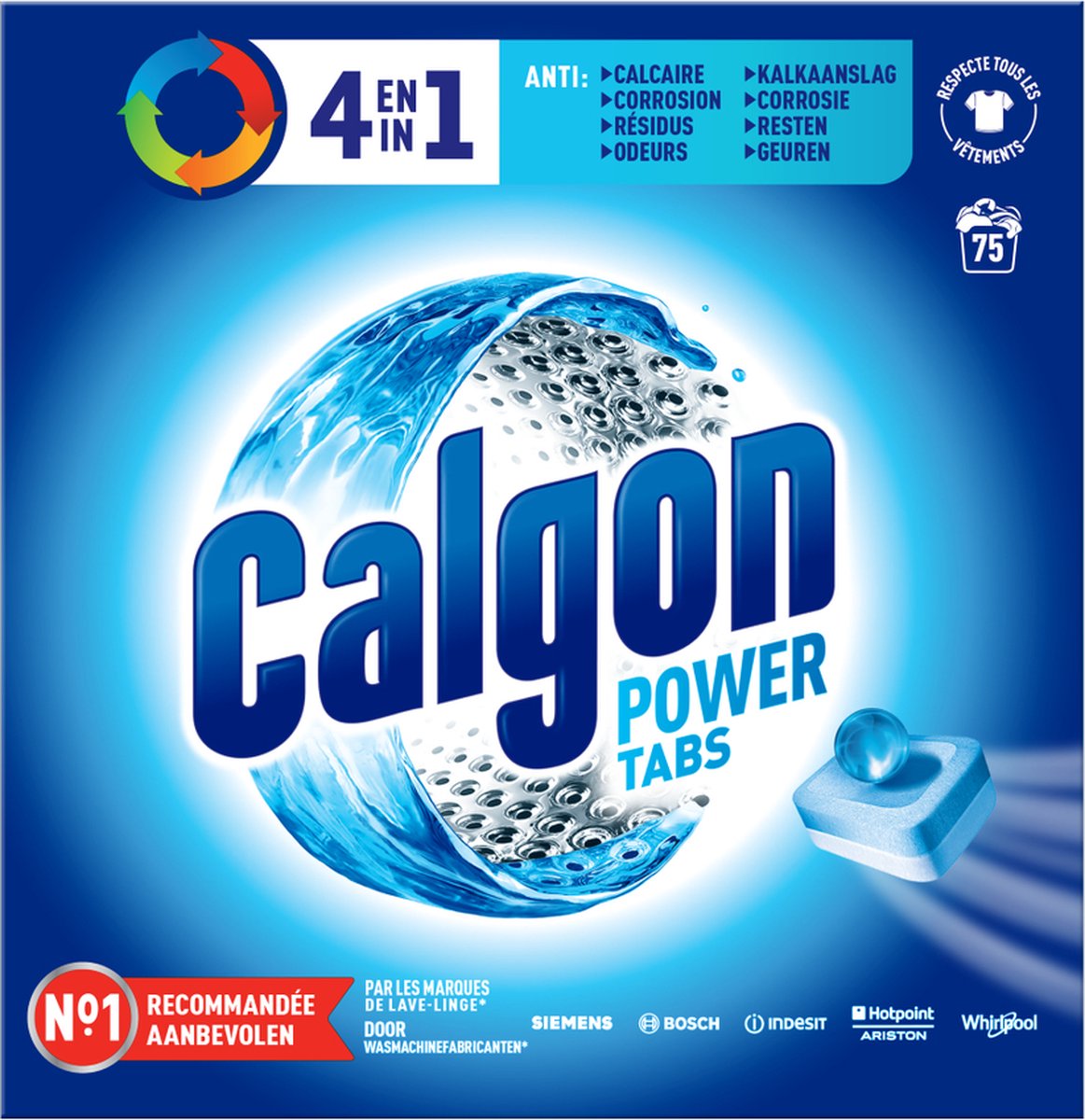 Detergente e anticalcare per lavatrice Calgon 4 in 1 Powerball - 75 compresse