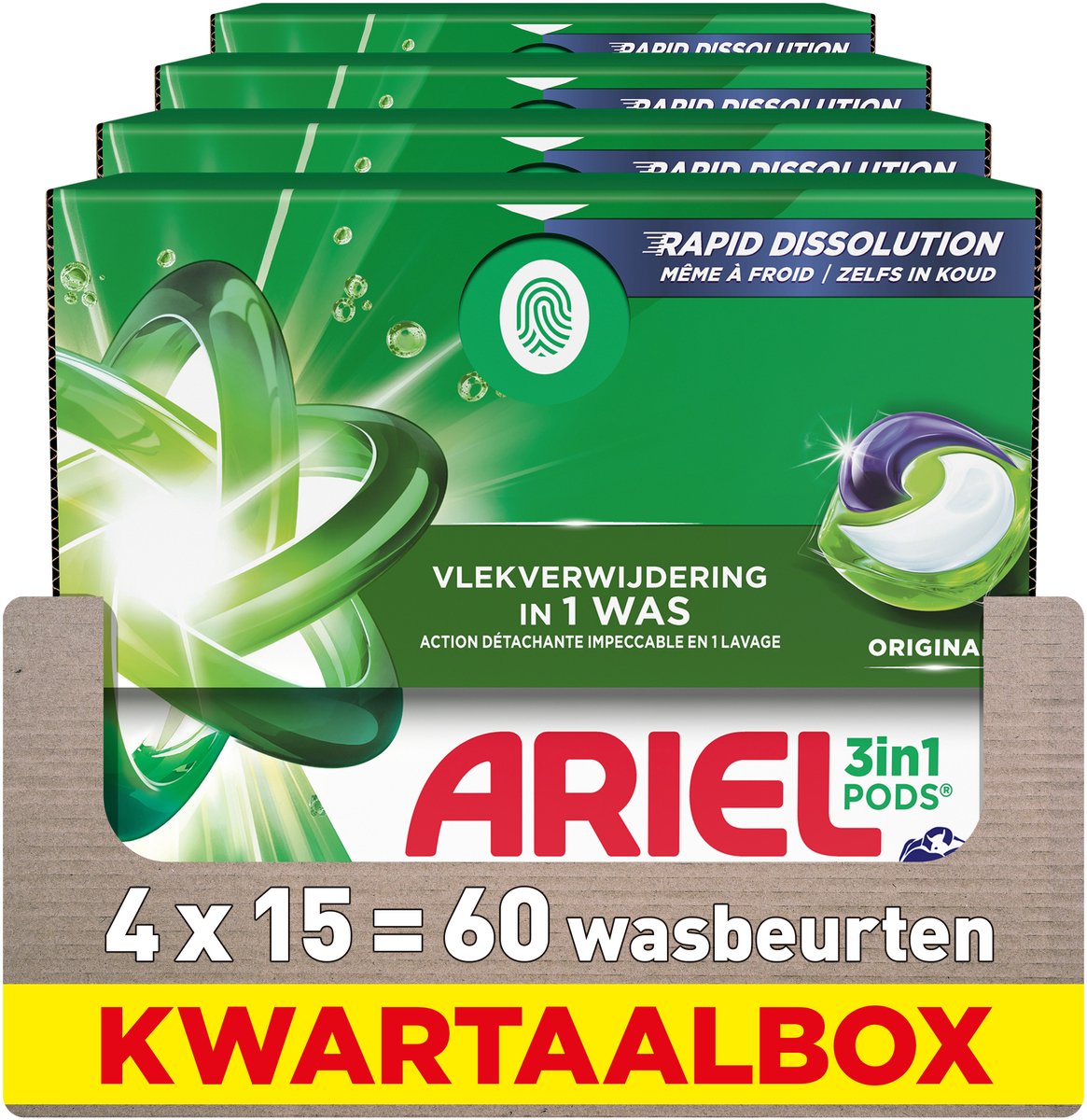 Detersivo in cialde Ariel 3in1 originale - 4 x 15 lavaggi