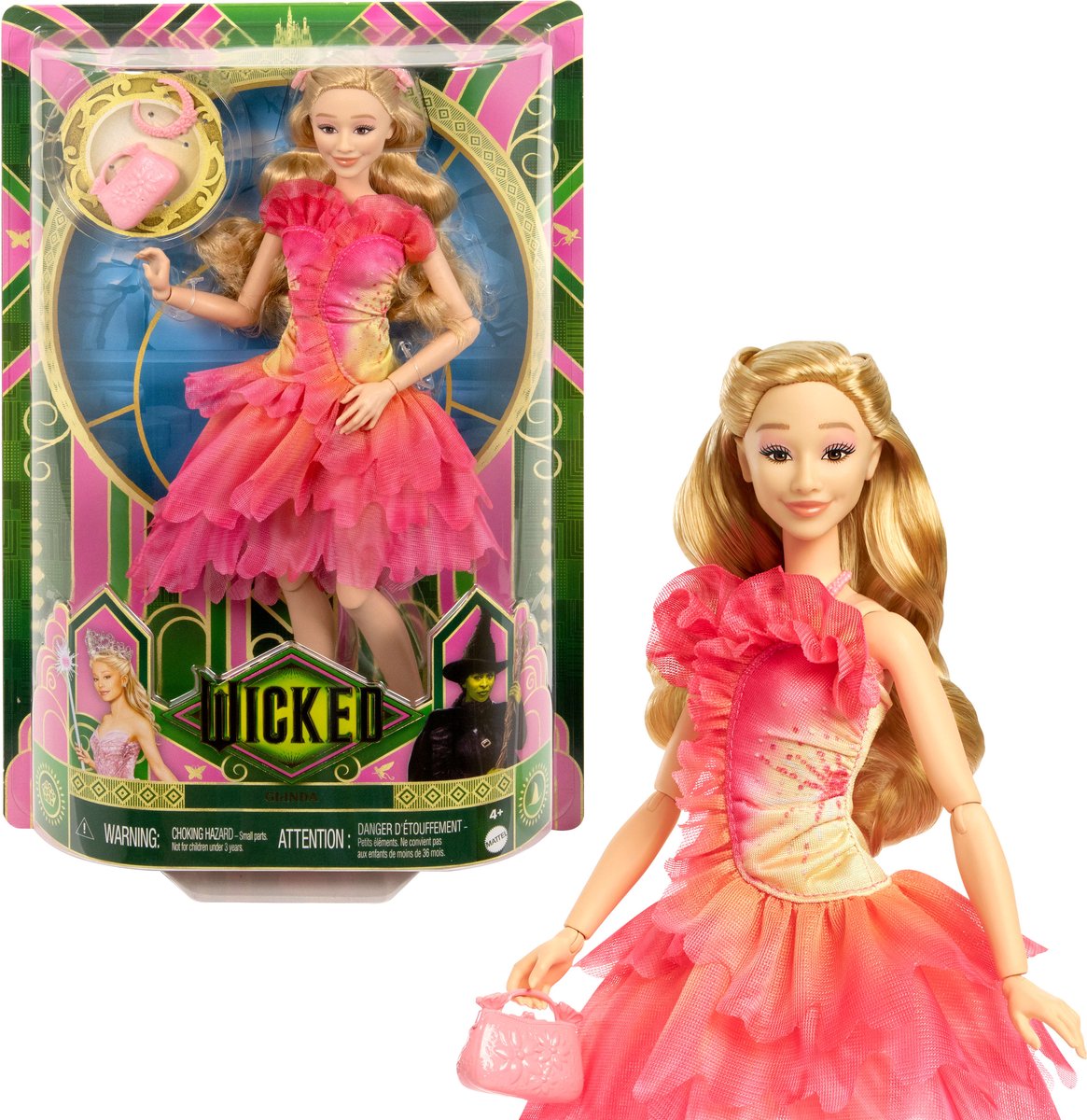 Glinda malvada - con vestido corto rosa - muñeca de moda