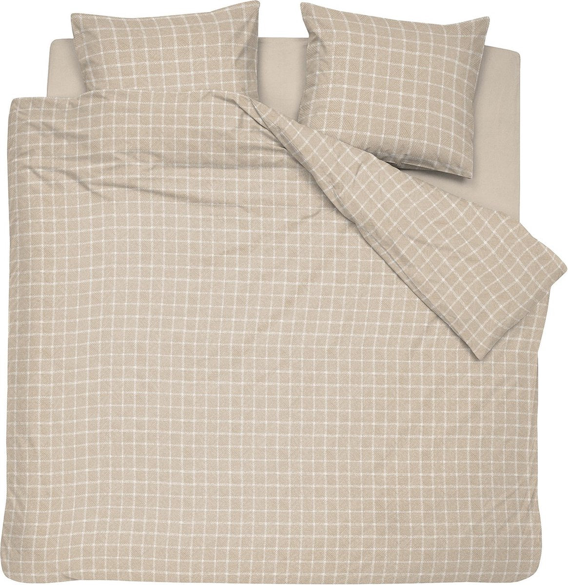 Set copripiumino 2 persone Cenerentola Brecht 200x200 cm cotone colore naturale + 2 federe 60x70
