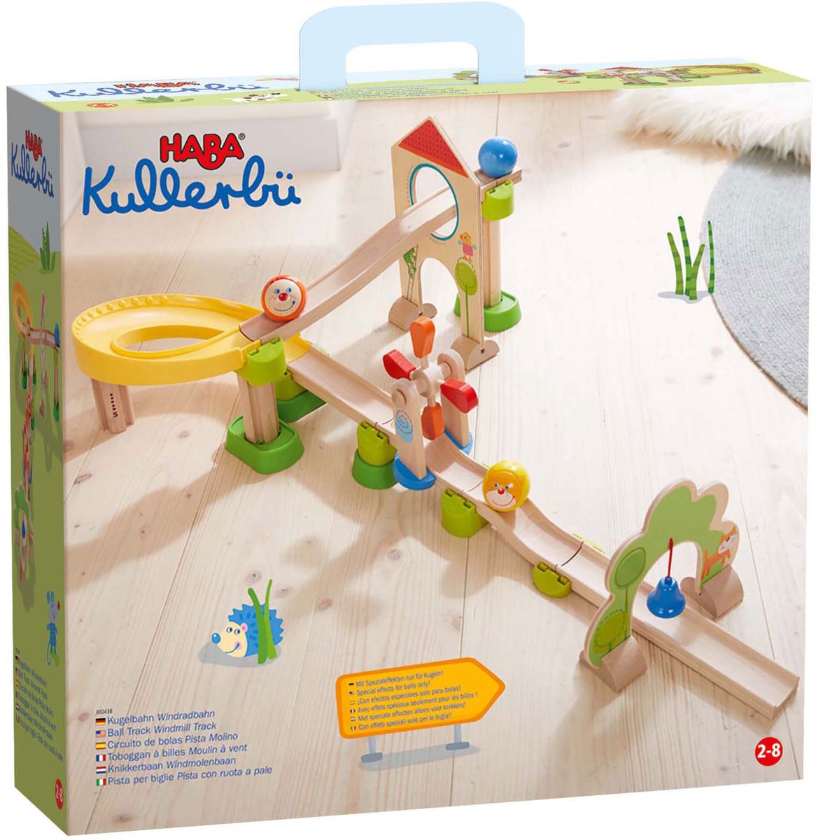 Haba speelgoed | wooden toys - knikkerbaan rollebollen - basisdoos - windmolenbaan