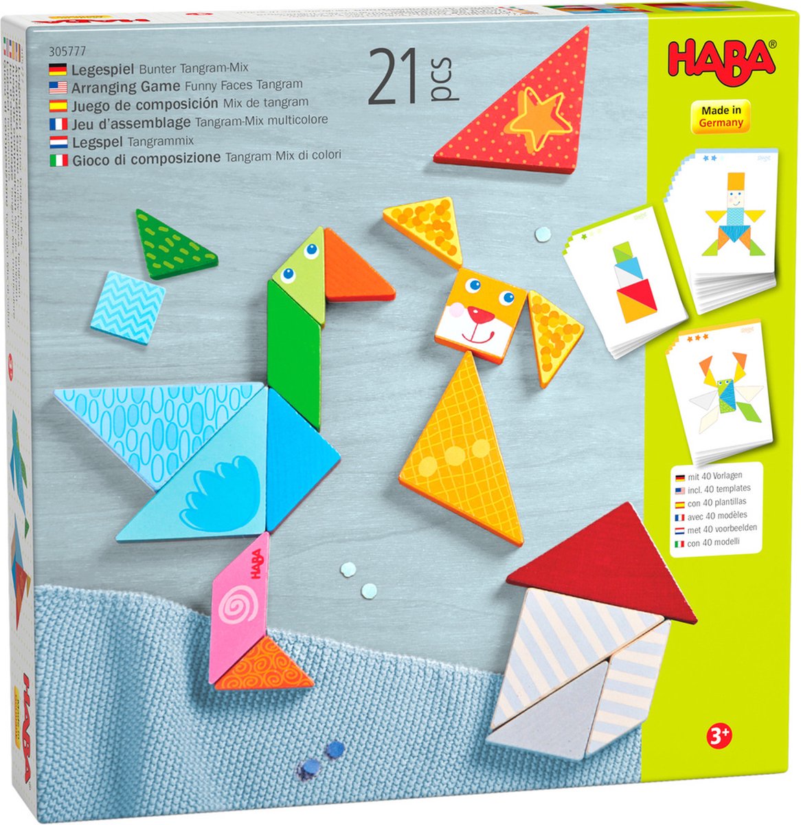 Gioco di forme miste Haba Tangram 21,9 x 21,9 cm in legno 21 pezzi