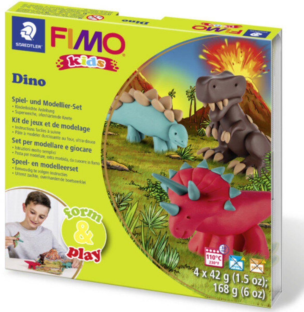 Fimo kids 8034 - pasta da modellare termoindurente - set da gioco - dino