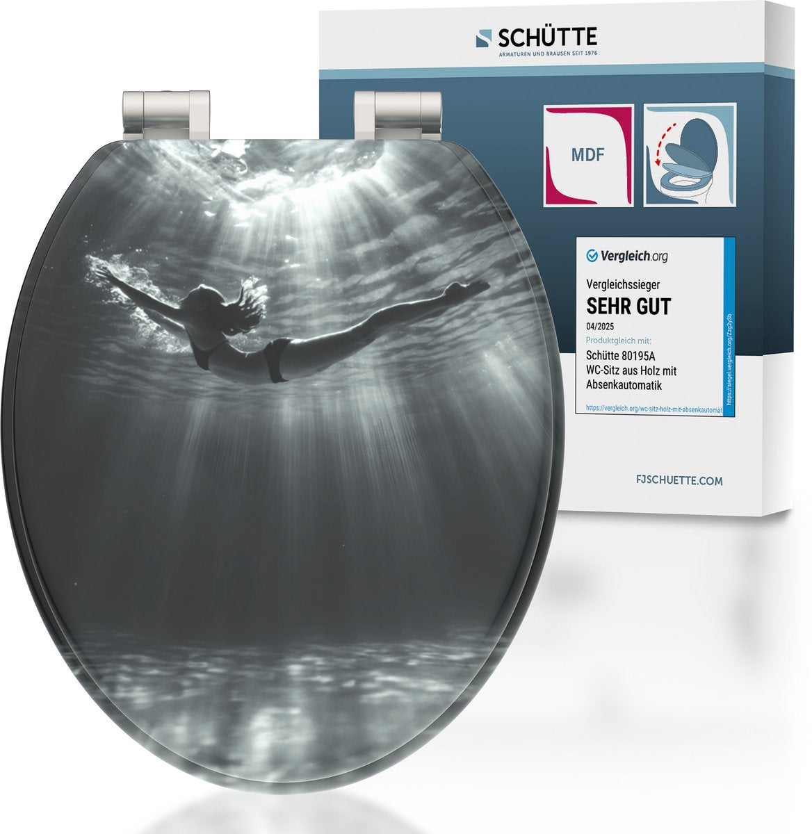 Sedile WC Schütte in MDF, immersione profonda, con freno anticaduta