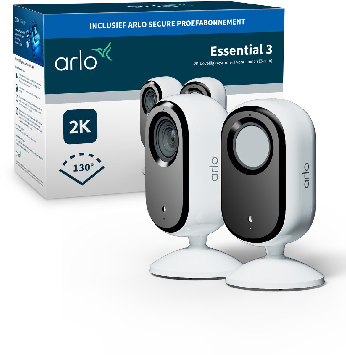 Telecamera di sicurezza Arlo Essential3 2K per interni - 2 telecamere IP