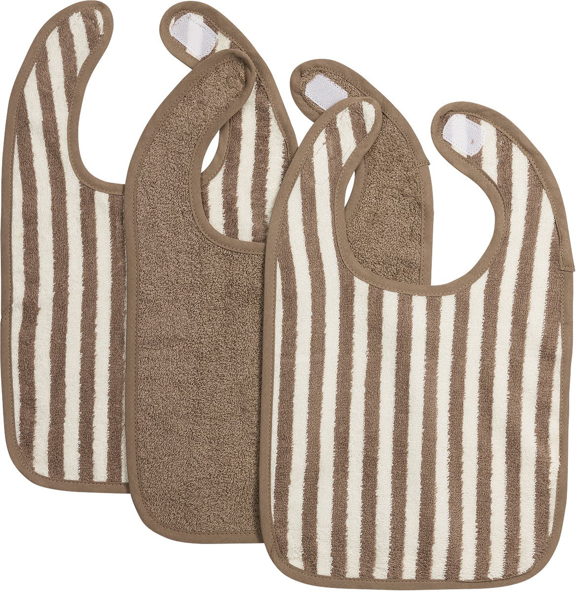 Baberos Meyco baby fat stripe - pack de 3 - rizo jacquard - taupe
