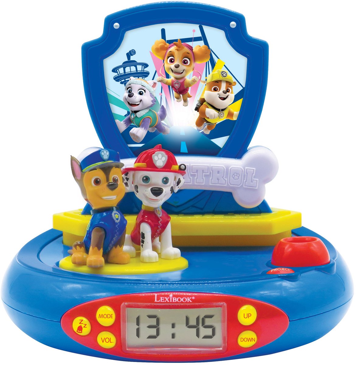 Reloj proyector Lexibook Paw Patrol 3D Chase con sonidos mágicos