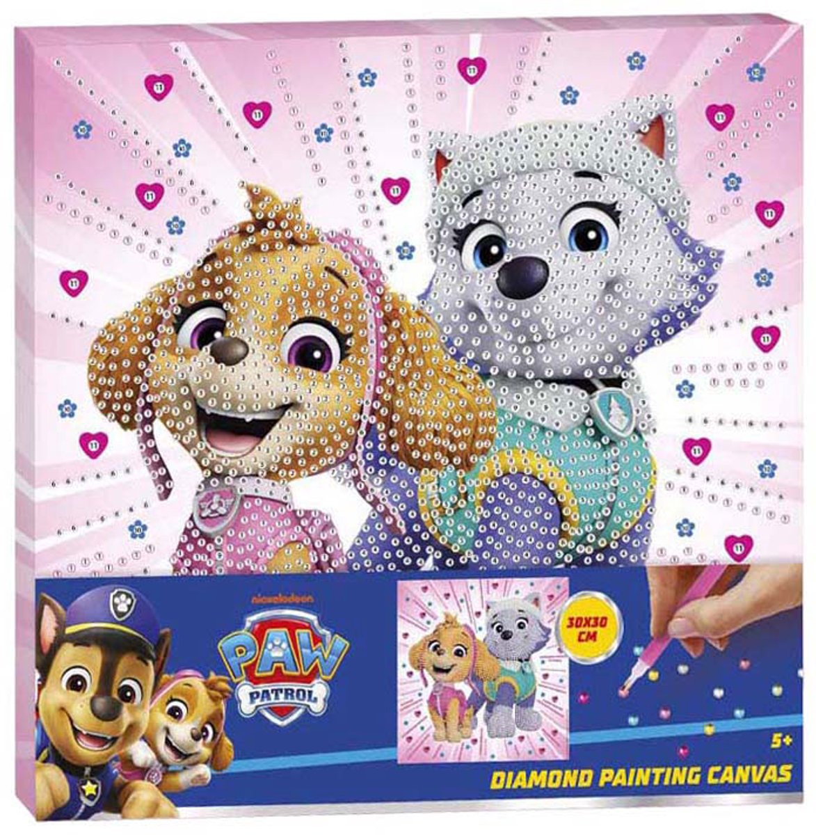 Tela per pittura con diamanti di gruppo artigianale creativo Paw Patrol - 30x30 cm
