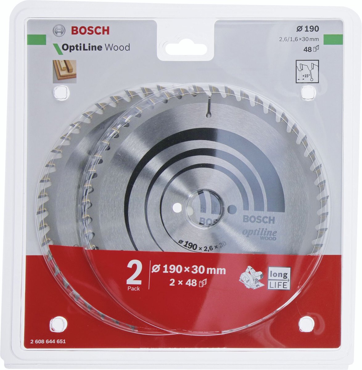 Bosch 2x optiline madera 190x30x2,6 1,6x48t