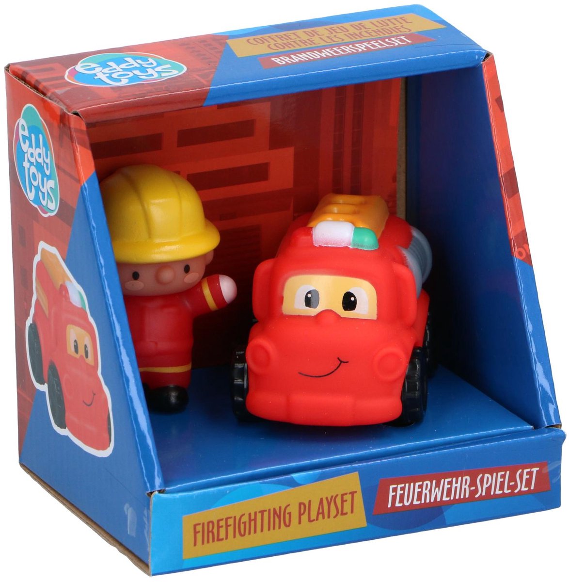 Giochiamo al set da gioco dei vigili del fuoco Eddy Toys - camion dei pompieri con pompiere - veicolo giocattolo per bambini - rosso