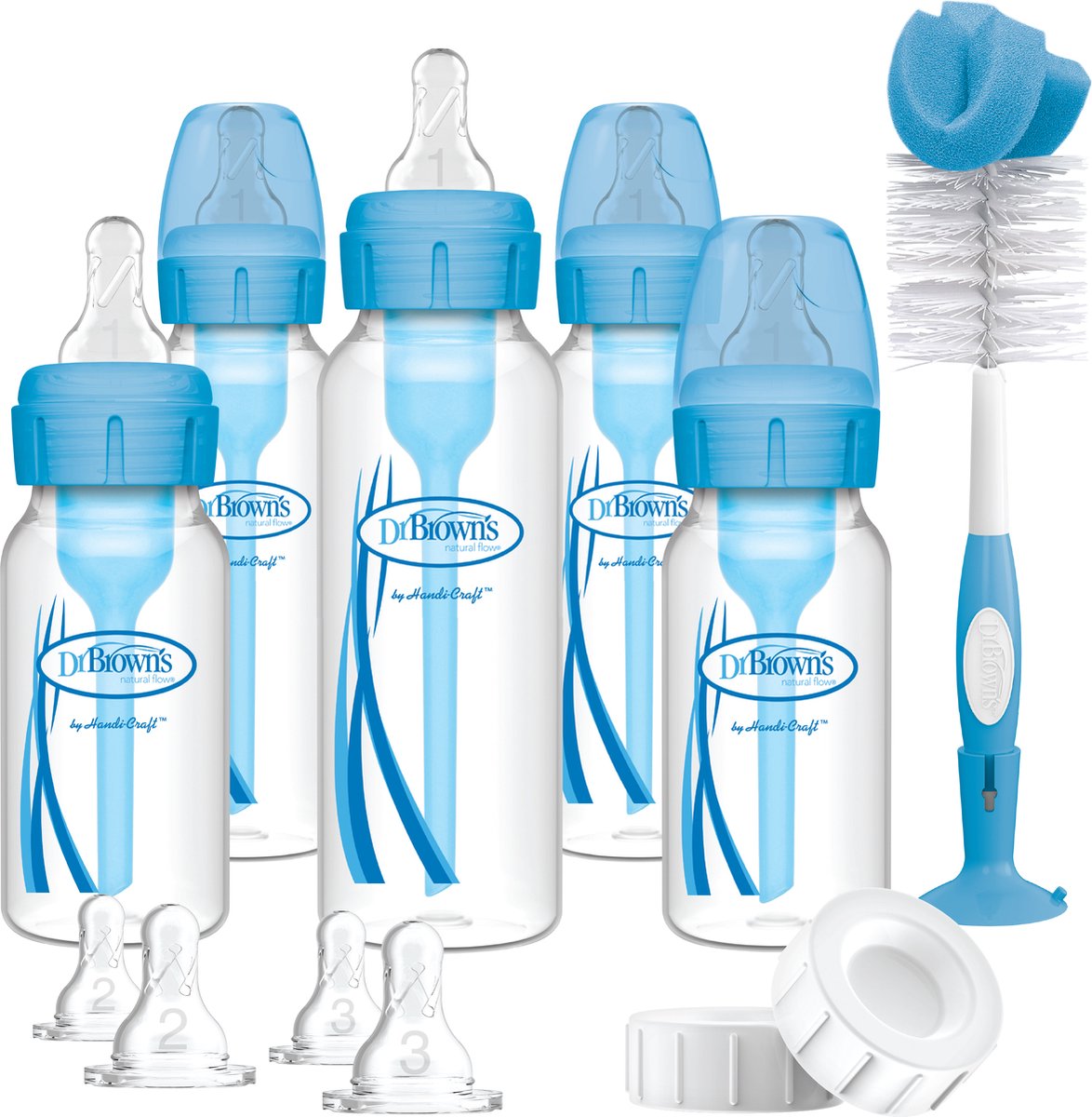 Dr. brown's options+ anti-colic giftset - smalle halsfles - blauw