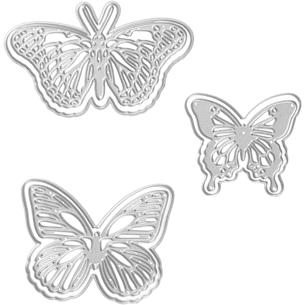 Creativ company troqueles de corte y estampado, mariposas, dimensiones 5x4,5+6,5x5+8x4,5 cm, 1 pieza
