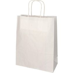 Borsa shopper Papstar con manico attorcigliato 280x220x100mm carta kraft bianca