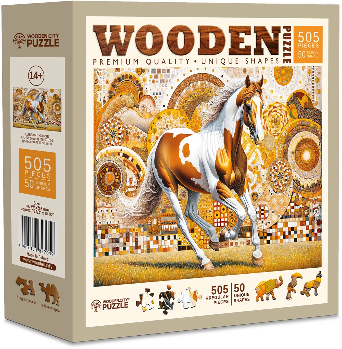 Ciudad de madera Wooden.City Puzzle de madera Caballo elegante - Puzzle de animales 500 piezas.