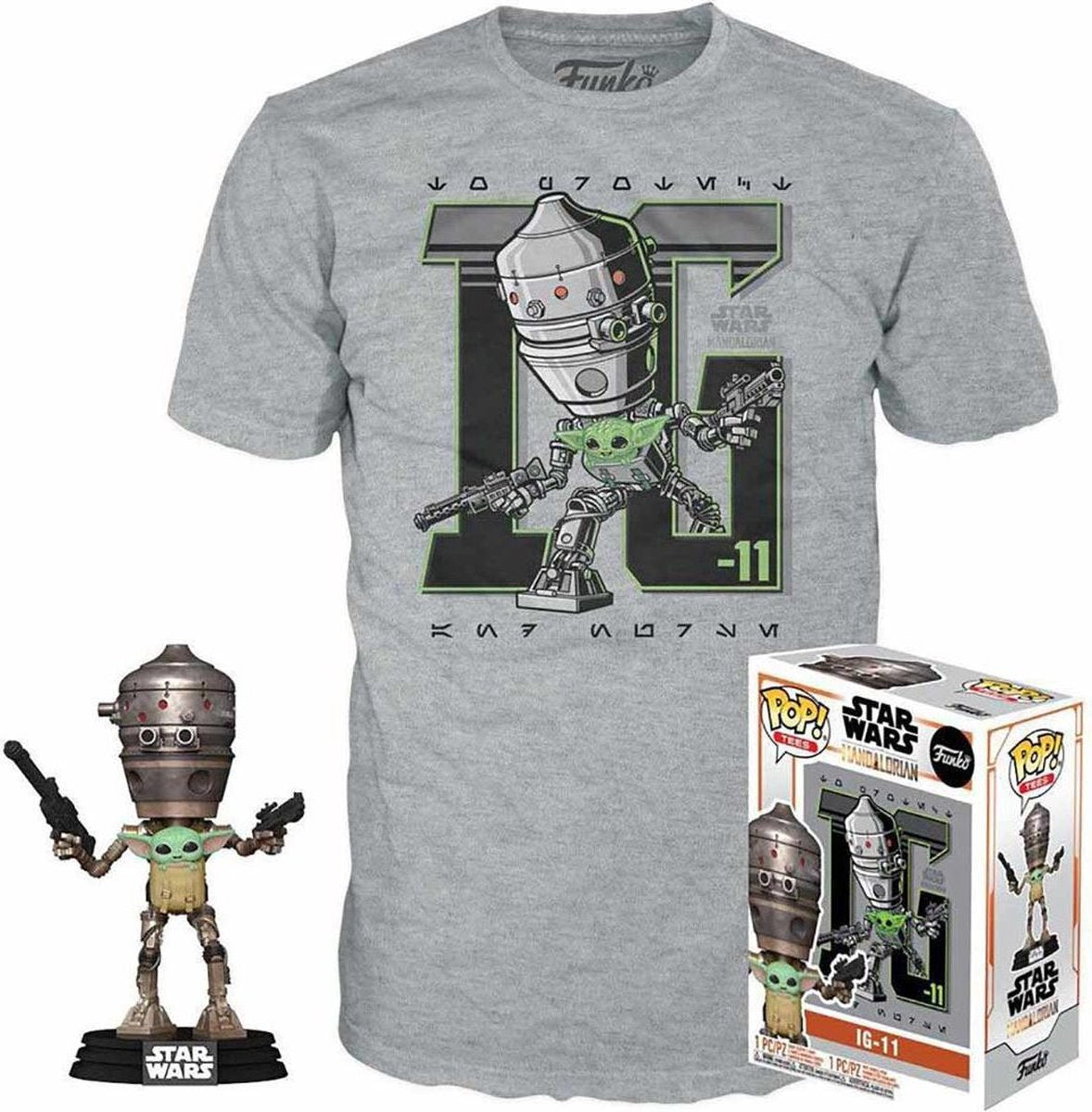 Funko pop! star wars: set figure and tee - ig-11 with the child maat m