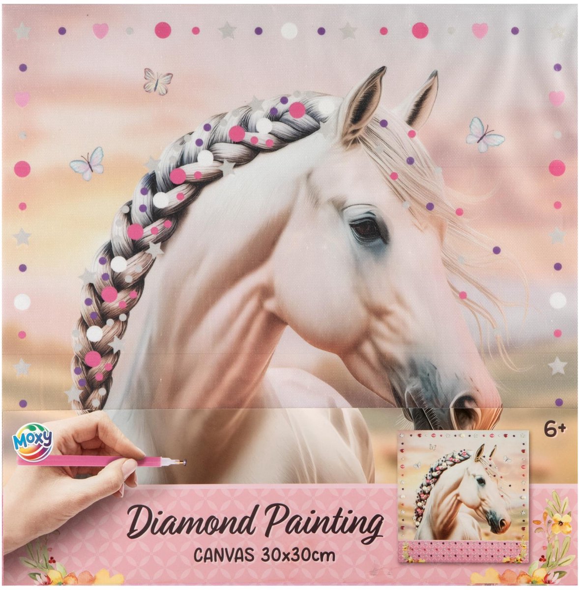 Lienzo pintura diamante caballos Moxy 30x30cm
