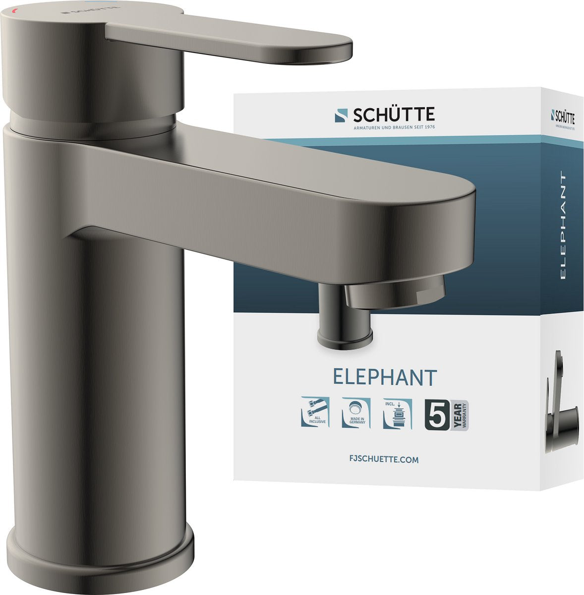 Rubinetto per lavabo Schütte Elephant - miscelatore - con scarico - grafite opaca
