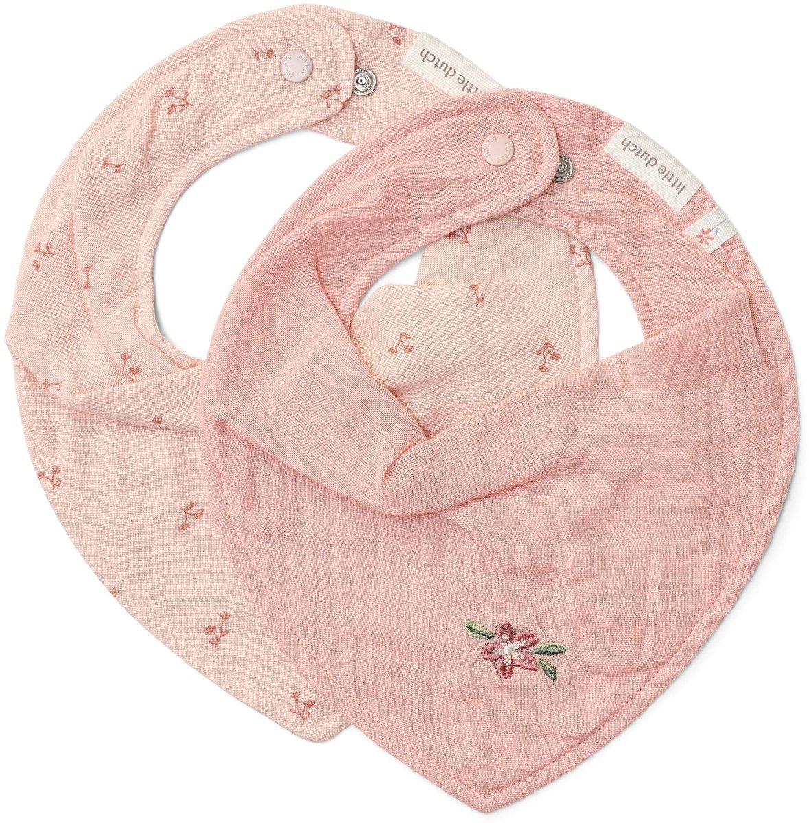 Pack de 2 baberos tipo bandana de Little Dutch - rosa - básicos
