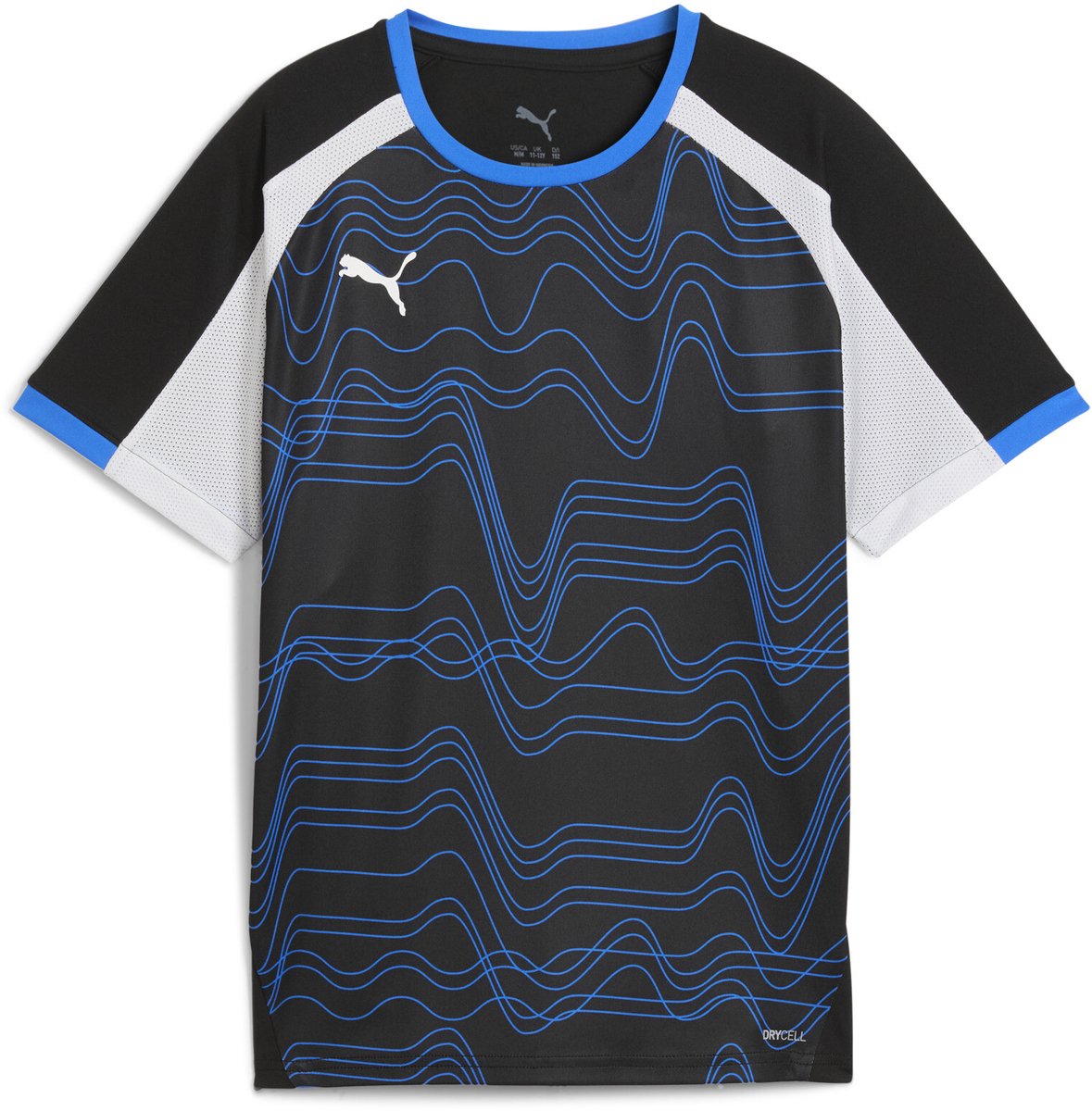 Puma individualliga graphic jersey jr unisex sportshirt - black- white-ultra blue