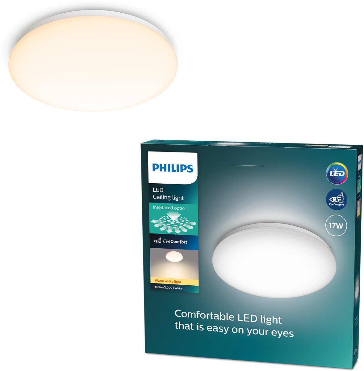 Philips LED Philips Moire lámpara de techo - luz blanca cálida - grande