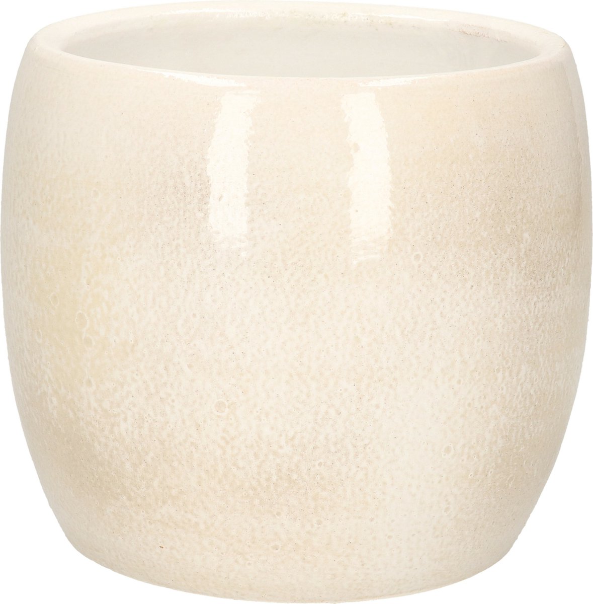 Maceta decorativa de mica - beige - cerámica - 16 x 14 cm - maceteros de interior