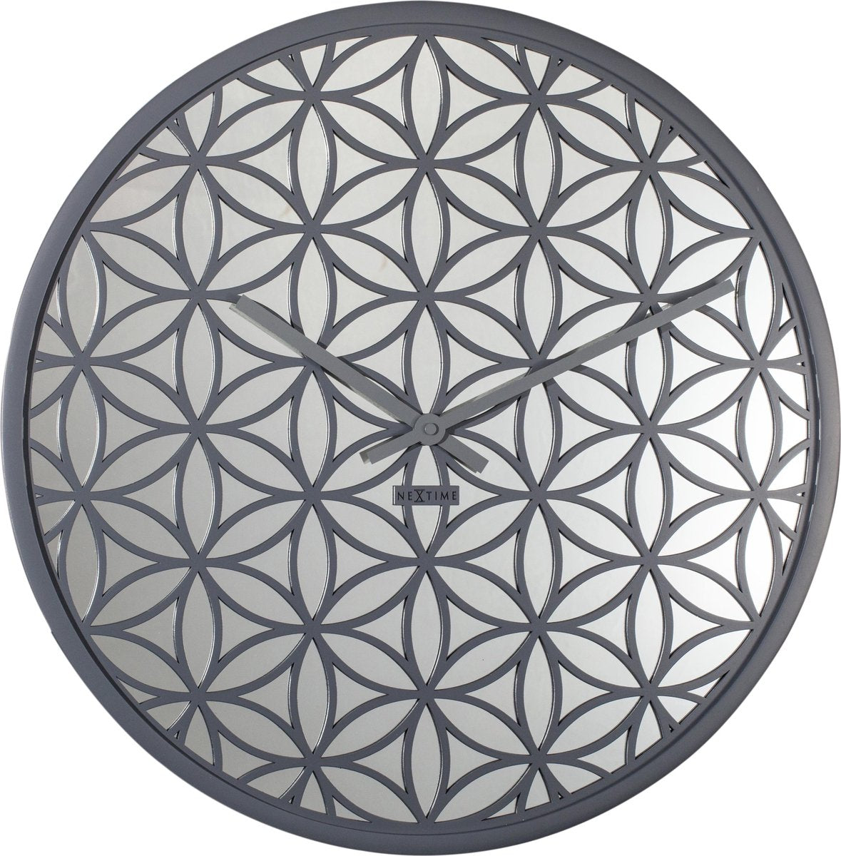 Nexttime - orologio da parete - 50 cm - specchio in legno - grigio - 'bella mirror'