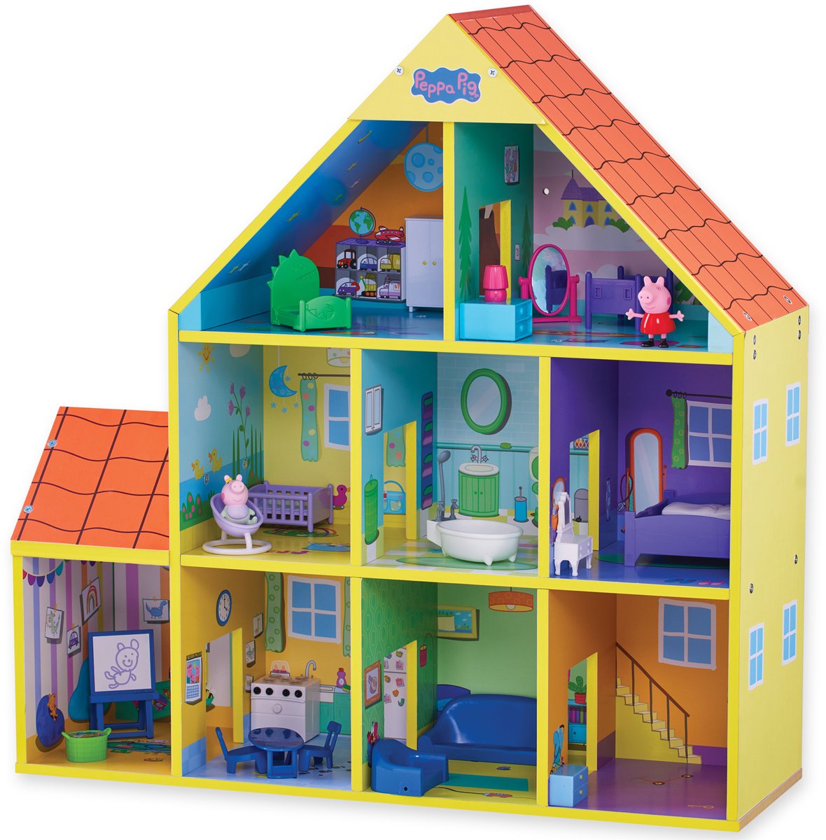 Casa de muñecas de madera spectron peppa pig con 9 habitaciones