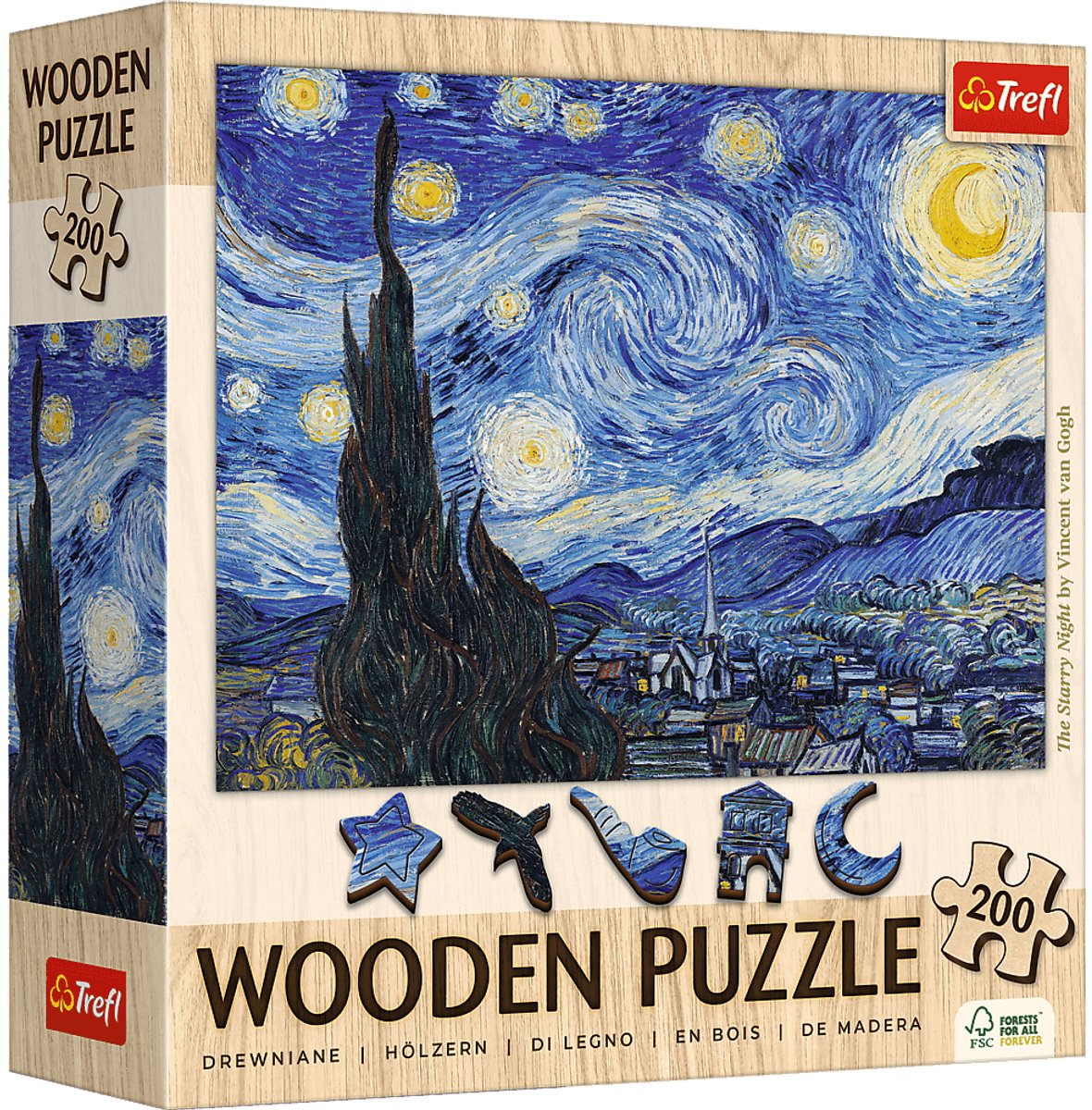 Puzzle Trefl - la notte stellata - vincent van gogh - 200 pezzi xl.