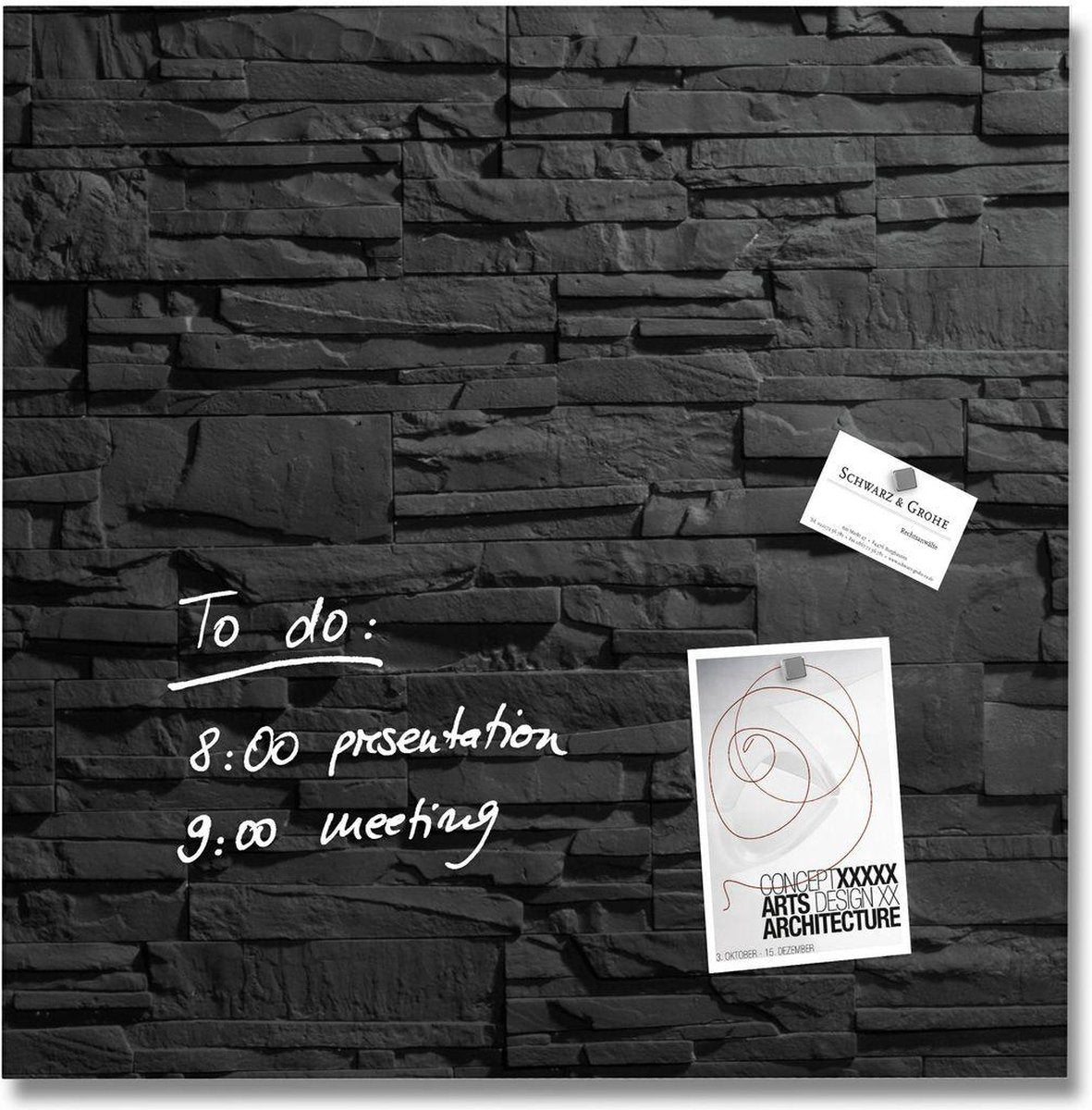 Sigel glass magnetic board - artverum - 48x48cm - anthracite slate - si-gl169